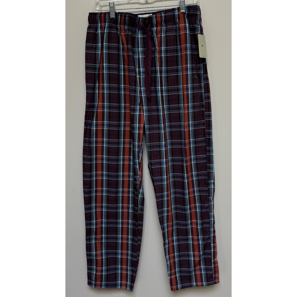 NWT Tommy Bahama Men's Drawstring Lounge Sleep Pants 100% Cotton PLAID Design